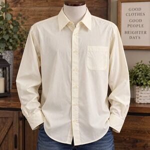Montique Mens Dress Shirt 2XL 18.5 36/37 Cream Ivory Long Sleeve Button Down